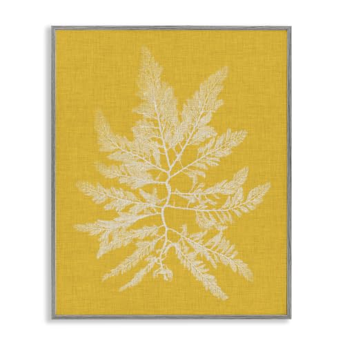 Coral Seaweed Yellow White Beach Design, 11 x 14 Inch Framed Giclée Print