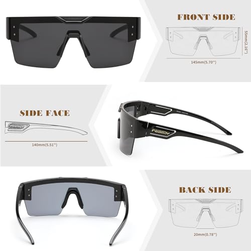 FEISEDY Sunglasses Men Women, Big Oversized Square Frame,UV400 Mirrored Sun Glasses, Cycling Driving Fishing Hiking B00643