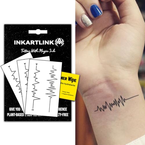 INKARTLINK Semi Permanent Tattoos, 3 Sheets of Small Temporary Ta...