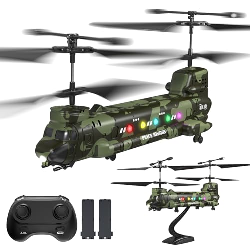 Image of Army Chinook Remote Control Helicopter, LM19-D Military Transport RC Helicopter, Altitude Hold, One Key take Off /Landing, LED Light, Low Battery Reminder, Army Toys & Gift for Military Fans