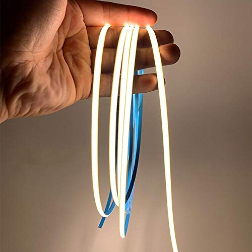 DC12v LED Strip Lighting,5mm width 6.6ft/2m Night Light, 480LEDs/M Uniform Glow COB Bendable Tape Light, Cutting Designed Rope Light, Flexible Counter Light for Bedroom, Cabinet (cold white 6000K)