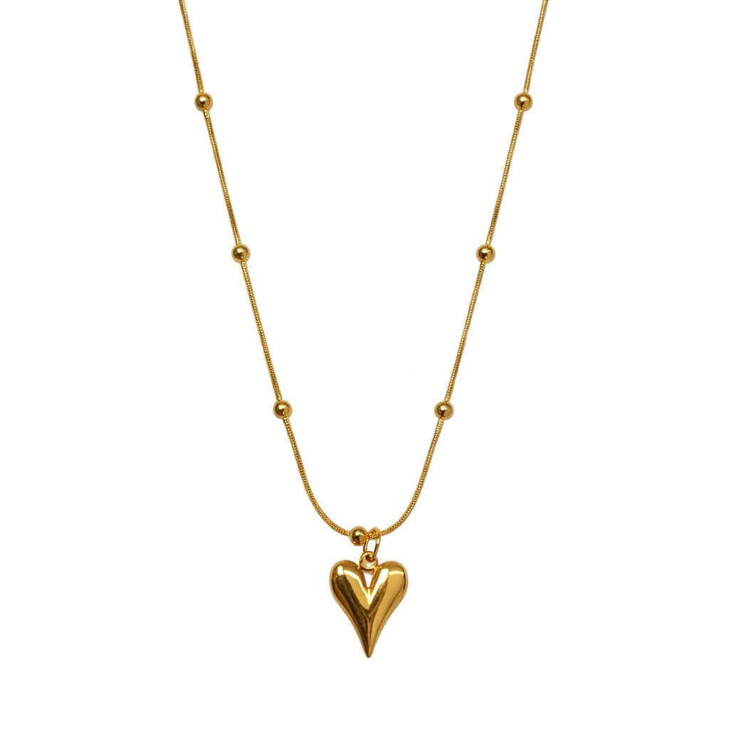 Love Heart Pendant Necklace for Women & Girls | Anti-Tarnish Stainless Steel Gold Chain | Stylish Modern Locket | Aesthetic Jewellery | Birthday & Valentine Gift Accessory