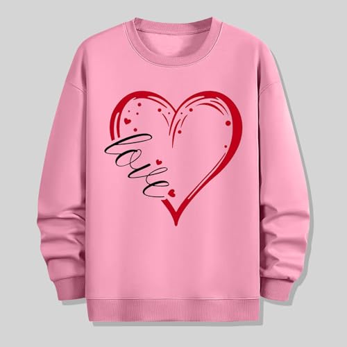 Holiday Tops for Men Funny Love Letter Print Heart Graphic Long Sleeve Valentines Day Sweatshirt Mens Valentine Shirt4