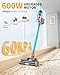 EUARY Cordless Vacuum Cleaner 600W 60Kpa Stick,Up to 75Mins, Vacuum Cleaner for Home Rechargeable Wall Mount OLED Color Screen Anti-tangled Vacuum for Car,Hardwood Floor,Carpets,Pet Hair EHBL