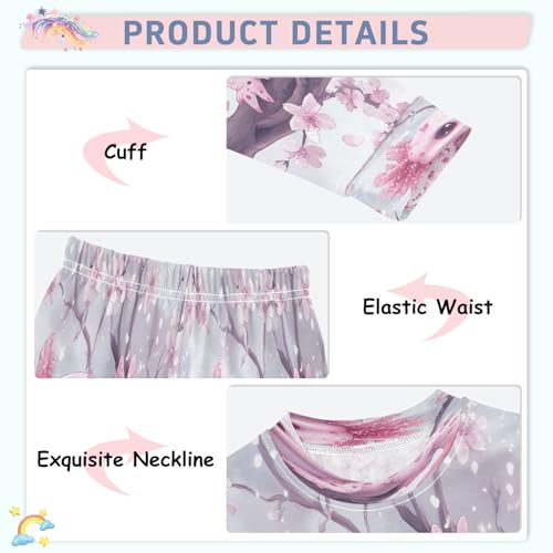 Pajama Sets Long Sleeve Cherry Blossoms Cute Axolotl Soft Comfy Sleepwear 2 Piece PJS 3-8T4