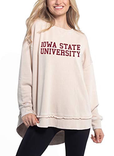 chicka-d NCAA Iowa State Cyclones Womens Pullover Campus Sweatshirt, Oatmeal, Large