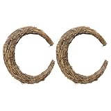 JOYWU 2 Pcs Moon Shaped Grapevine Wreaths Base,12 in Hand-Woven Star Shape Vine Branch Wreath Frame,Crescent Moon Wreaths Form for DIY Craft,Star Shaped Wreath Rings,Farmhouse Home Decor (Moon)