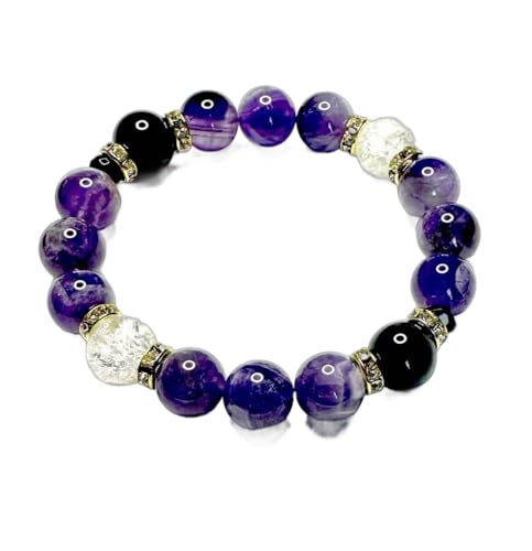 オニキス クラック水晶 ケープアメジスト 天然石 パワーストーン ブレスレット 数珠 お守り