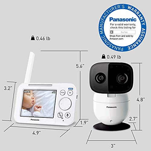 Panasonic Baby Monitor With Camera And Audio, 3.5” Color Video, Extra Long Range, Secure Connection, 2-Way Talk, Soothing Sounds, Remote Pan, Tilt, Zoom - 1 Camera - Kx-Hn4101W (White) #TOP7