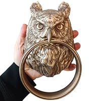 Anatolica Large Owl Door Knocker, 8.5 inches, Solid Brass, Heavy 2.9lb, Unlacquered Finish (Antique Bronze)