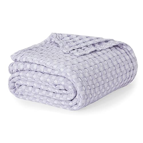 Bedsure Bamboo Blanket King Size - Purple Summer Cooling Blanket, Lightweight Viscose from Bamboo Waffle Weave Cotton Bed Blanket for All Season(104x90 inches)