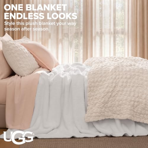 Image of UGG Whitecap King Blanket, Plush Fleece, 110 inch x 90 inch, White
