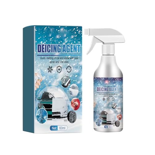 Spray Dégivreur 60ml pour Pare-Brise de Voiture, Degivrant Vitre Voiture, Spray Dégivrant Voiture, Dégivrage Puissant, Spray Dégivre Rapidement pour Rétroviseurs, Pare-Brise, Portes et Serrures