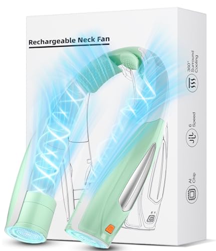 Image of Hionly AI Neck Fan, 6 Speeds Adjustable Portable Personal Fan Rechargeable, 6000 mAh Battery Faster Cooling Wearable, Ultra Quiet for Home, Office, Travel, Outdoor