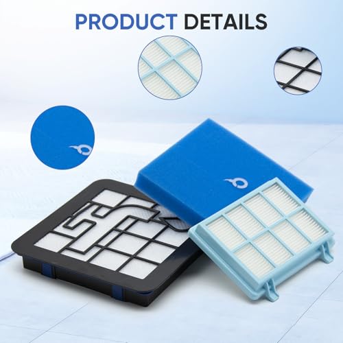 3 Stück FC8010/02 Filter für Philips PowerPro Compact 3000 Series Staubsauger FC9332/09 & FC9331/09 und PowerPro Active Series 5000 Staubsauger FC9555/09,FC9330-FC9334, FC9350-FC9353, FC9555,FC8010/01