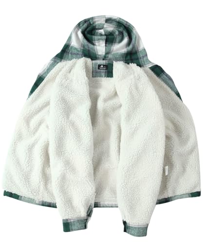 Image of ZITY Men's Flannel Hooded Jacket Fleece Sherpa Lined Plaid Shirts Jackets Zip Up Sweatshirt Hoodies for Men with 4 Pockets