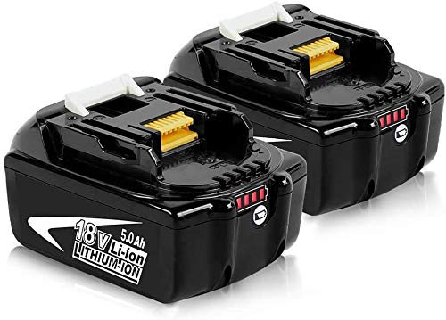 2 Pieces Venghts Remplacement pour Makita Batterie 18v 5.0Ah BL1850B Batterie 18 Volts LXT400 BL1815 BL1830 BL1830B BL1840 BL1840B BL1860 BL1860B Nouveau avec indicateur LED Cover