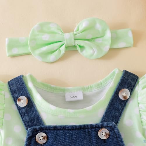 Image of Baby Girl Clothes Newborn Ruffle Romper Elephant Jeans Skirt 0-18M | Soft Romper, Adjustable Jean Skirt with Headband Elephant Butterfly Design, Snap Closure, Everyday Wear