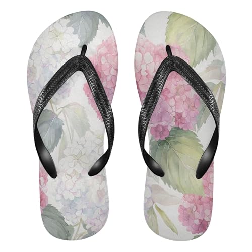 Burbuja Hydrangeas Flip Flops for Women Men, Soft Thong Sandals Rubber Slippers for Pool Beach Essentials