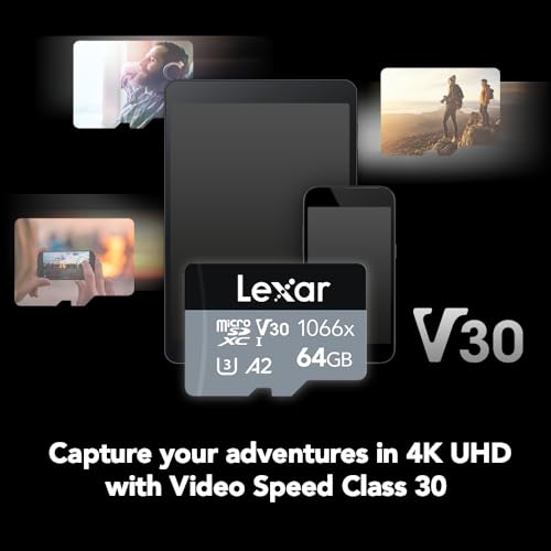 Cartão Lexar Professional 1066 x 64 GB microSDXC UHS-I com adaptador SD série Silver, até 160 MB/s d