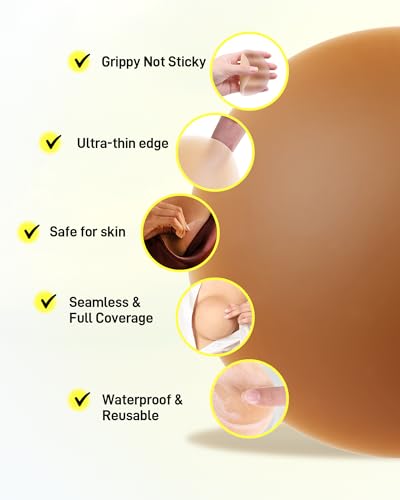 Image of Niidor Non-Adhesive Nipple Covers for Women, Grippy Silicone Nipple Pasties Reusable With Travel Case Circle & Triangle Combo