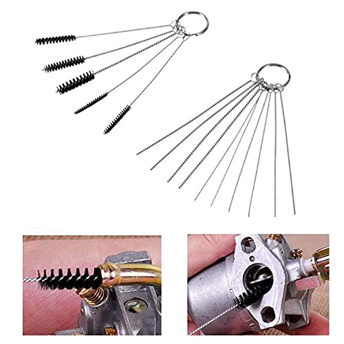 Image of Suxgumoe Carburetor Cleaning Kit, Dirt Cleaner Tools Needle Set, Torch Tip Cleaner Set 10 Cleaning Needles and 5 Nylon Brushes and 13 Cleaning Wires Set (Set D)