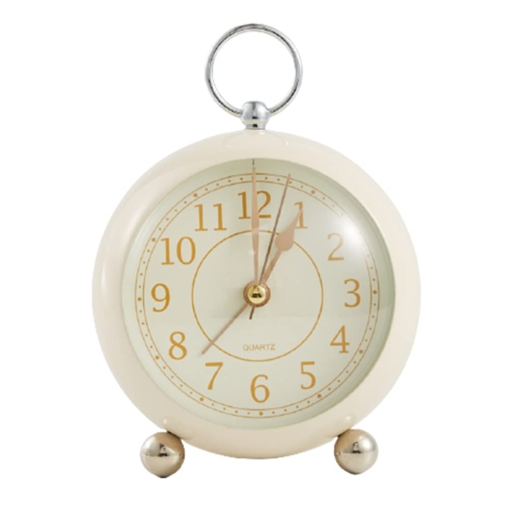 Mini light clock does not tick small alarm luminous pointer(Milky white)