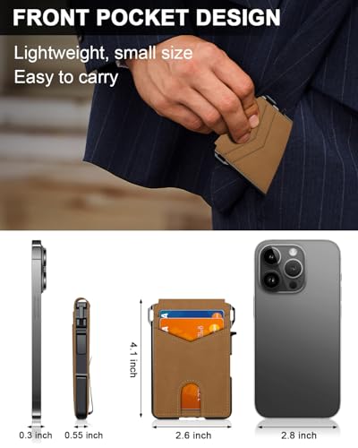 Image of ZALVEX Wallet for Men, Mens Minimalist Wallet 9-13 Cards, Slim Compact Wallet with Money Clip & ID Window, RFID Blocking Smart Pop Up Card Wallet, Metal Aluminum Credit Card Holder Bifold Wallet