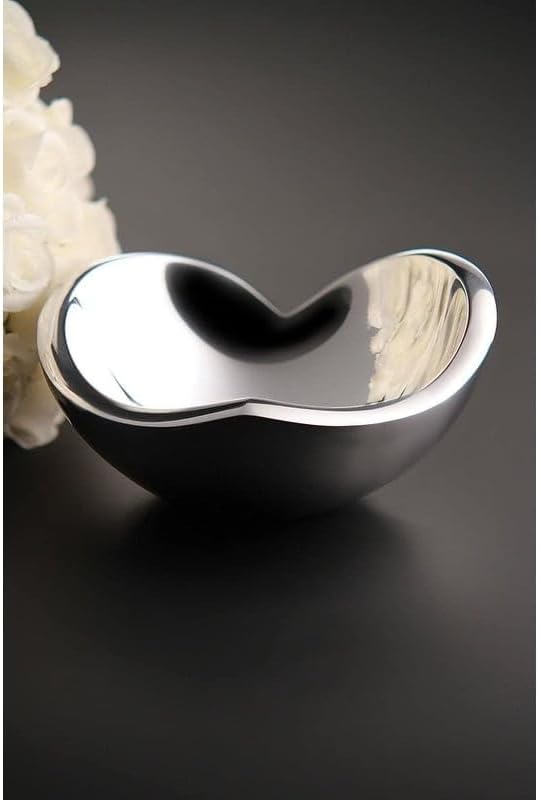 Miniatura 3 de Nambe Cuenco de corazón clásico de aleación, diseño moderno en forma de corazón, para boda, aniversario, día de San Valentín, cuenco de amor, 8.5