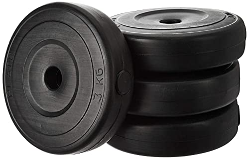 Image of VP.V.C Weight Plates, Filled with Concrete, Vinyl Standard Weights Plates, Set for Weight Lifting, Home Gym Fitness Workout (Color : Black) (Shape : Button)