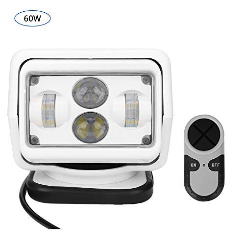 Boat Searchlight, Ip67 Waterproof 60W Led 6800 Lumens Portable Car Remote Control Search Light 6000K Outdoor Marine Spotlight Work Lamp Ceiling Light With Over 50000 Hours Life For Yacht Suv Truck Etc #TOP7