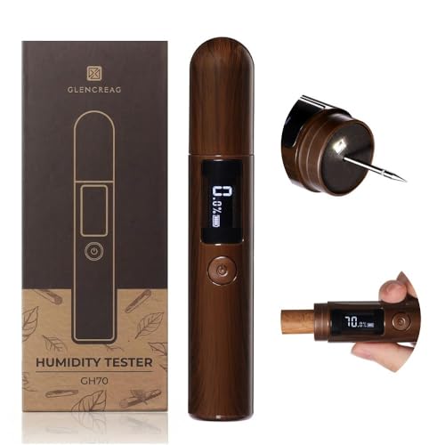 GLENCREAG Single Probe Cigar Hygrometer, Rechargeable Digital LED