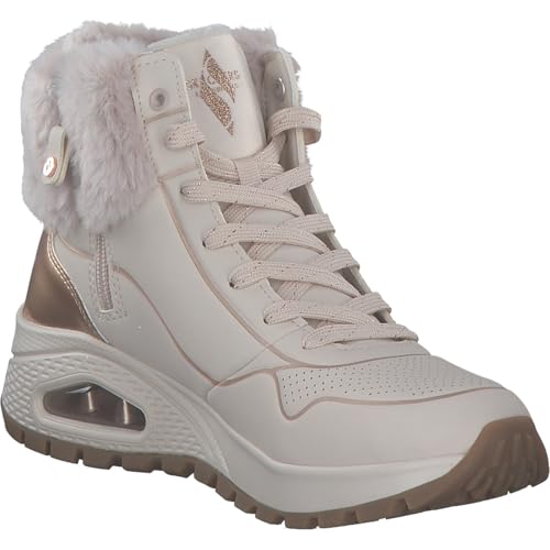 Skechers Femme Uno Rugged Fall Shimmer, Natural Durabuck Gold Metallic Faux Fur, 36 EU