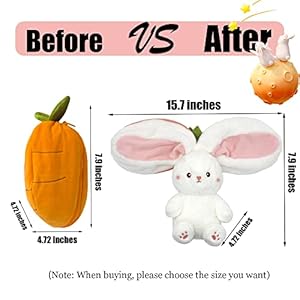 Bunny stuffed animalcarrot reversible cuddle bunny plush doll with zipper cute soft rabbit toys pillow for kids and adults easter bunnies plushies gifts carrot 709 inches  urban country home decor