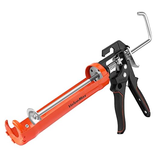 ValueMax Caulk Gun, 9 Inch Silicone Sealant Caulk Gun for Caulking/Filling/Sealing, Trigger Comfort Grip and Iron Smooth Rod, Ideal for Tiles, Window Joints, 8:1 Thrust Ratio