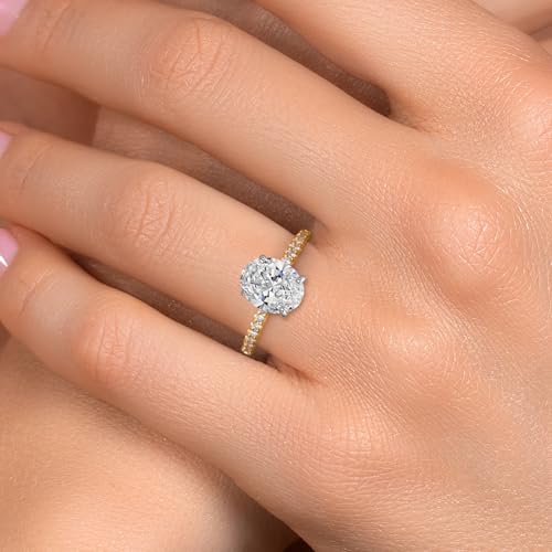 Gem Stone King 0.75-5 Ct IGI Certified Lab Grown Diamond in 14K Two-Tone Gold Engagement Ring For Women | E-F Color | VS1 Clarity | Wedding Anniversary Gold Ring For Women | Available In Size 5-93