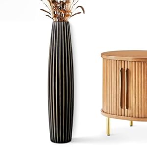 Floor Vases, Tall Floor Vase 23.6 inch (60CM, 1.96FT) Tall Vases, Sturdy Black Vase for Living Room Decor, Resin Bronze Color