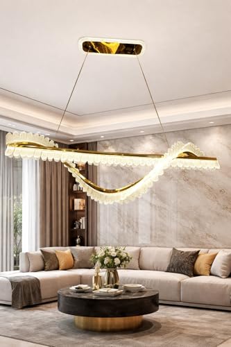 Image of Premium Gold Luxury Led Creative Height Adjustable Three Different Color in One Chandelier | Ceiling Lamp for Bedroom, Living Room, Restaurants, Dining, Coffee Shop,