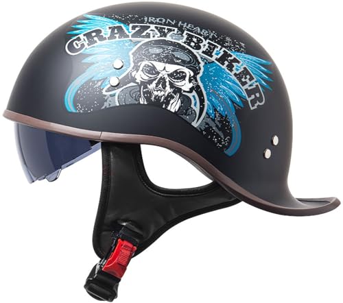 Casco de moto medio retro tipo jet de cara abierta y ligero para ciclomotor de adultos