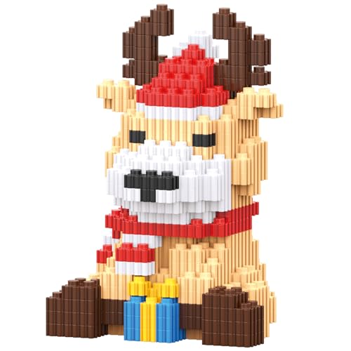 Image of 2023 Building Blocks Christmas Toys Reindeer Micro Blocks Stacking Toy New Toys Holiday Present Box New Year Birthday Gifts for Kids 6-12 Years Old Girls and Boys (Deer)