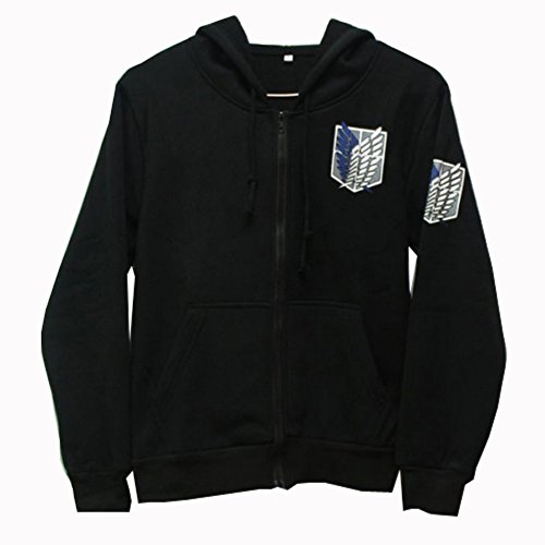 HiRudolph Attack on Titan Shingeki no Kyojin Scouting Legion Sudadera con capucha para cosplay, S, Negro