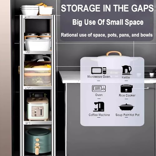 304 Edelstahl Küche Arbeitstisch Langlebig Gerüst für Restaurants Schmale Kante Design 30 x 20 x 80 cm Seitenablage für Kühlschrank Schwerlast Konstruktion