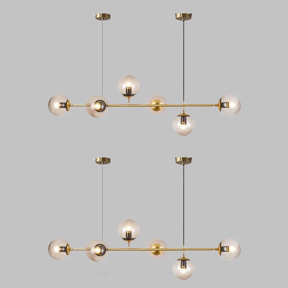 KXEcoLife Modern 6-Light Globe Pendant Lamp, E27 Adjustable Chandelier, Nordic Style Glass Hanging Light, Ideal for Kitchen Island, and Contemporary Spaces