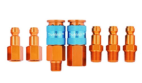 Lot de fiches en aluminium Tru-Flate raccord pour tuyau compresseur air comprimé 6,35 mm