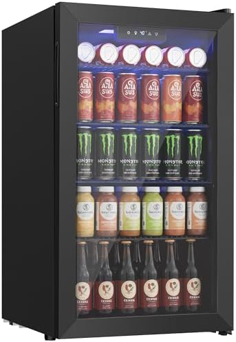 Icyglee Beverage Refrigerator Cooler, 126 Can Mini Fridge with Gl...
