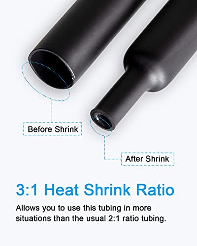 image for 130pcs 3:1 Dual Wall Adhesive Heat Shrink Tubing Kit, 6 Sizes (Diamete