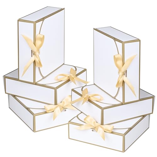 10Pack Small Gift Boxes, 6.5''x6.5''x2'' White Gift...