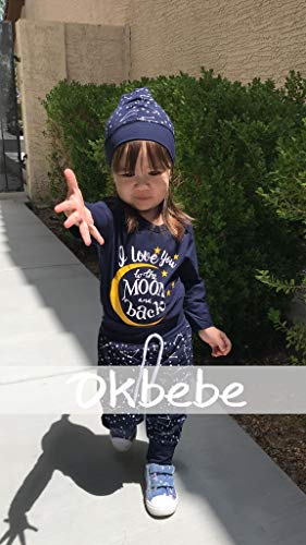 Baby Boys 3Pcs Outfit Set Love You To The Moon And Back Long Sleeve Romper Starry Sky Pants With Hat (Blue04, 0-3 Months) #TOP6