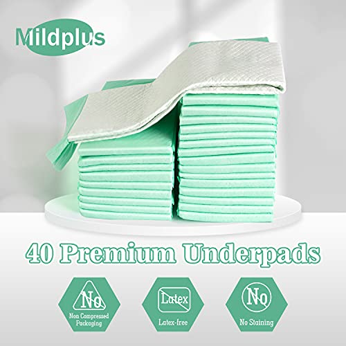 Mildplus Disposable Underpads With Adhesive Tapes 23'' X 36'' Chucks Pads Heavy Absorbency Incontinence Pads, Waterproof Pee Pads, Thicker Chux Pads For Unisex Adult, Kids And Pet (40 Count) #TOP3