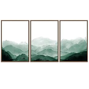 SIGNWIN 3 Piece Framed Canvas Wall Art Mountain...